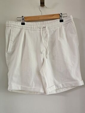 Zara White Drawstring Athletic Shorts